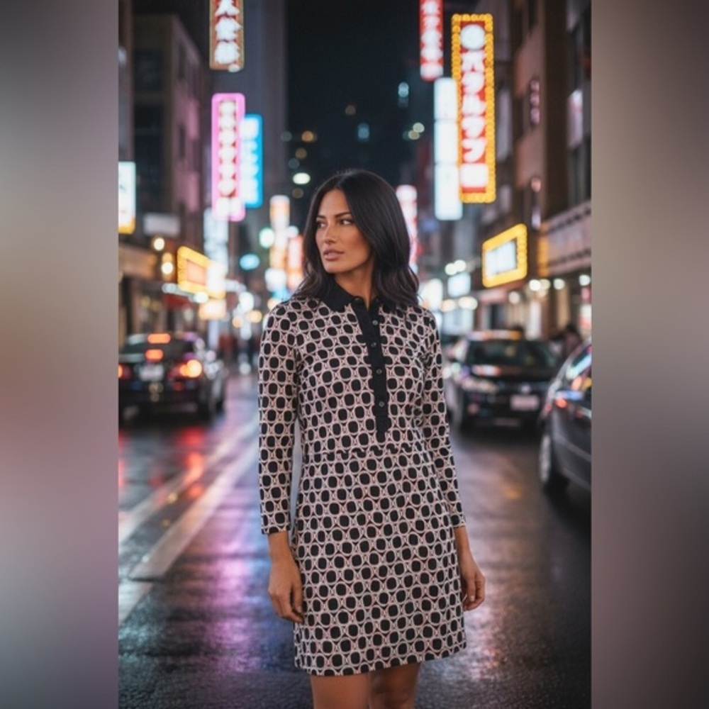 J.McLaughlin Chic Black and White Patterned Dress